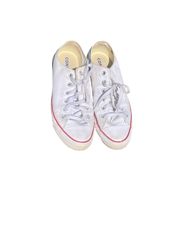 Converse Shoes - Women’s Converse White Low Top Sneakers with Red Trim. Size 10